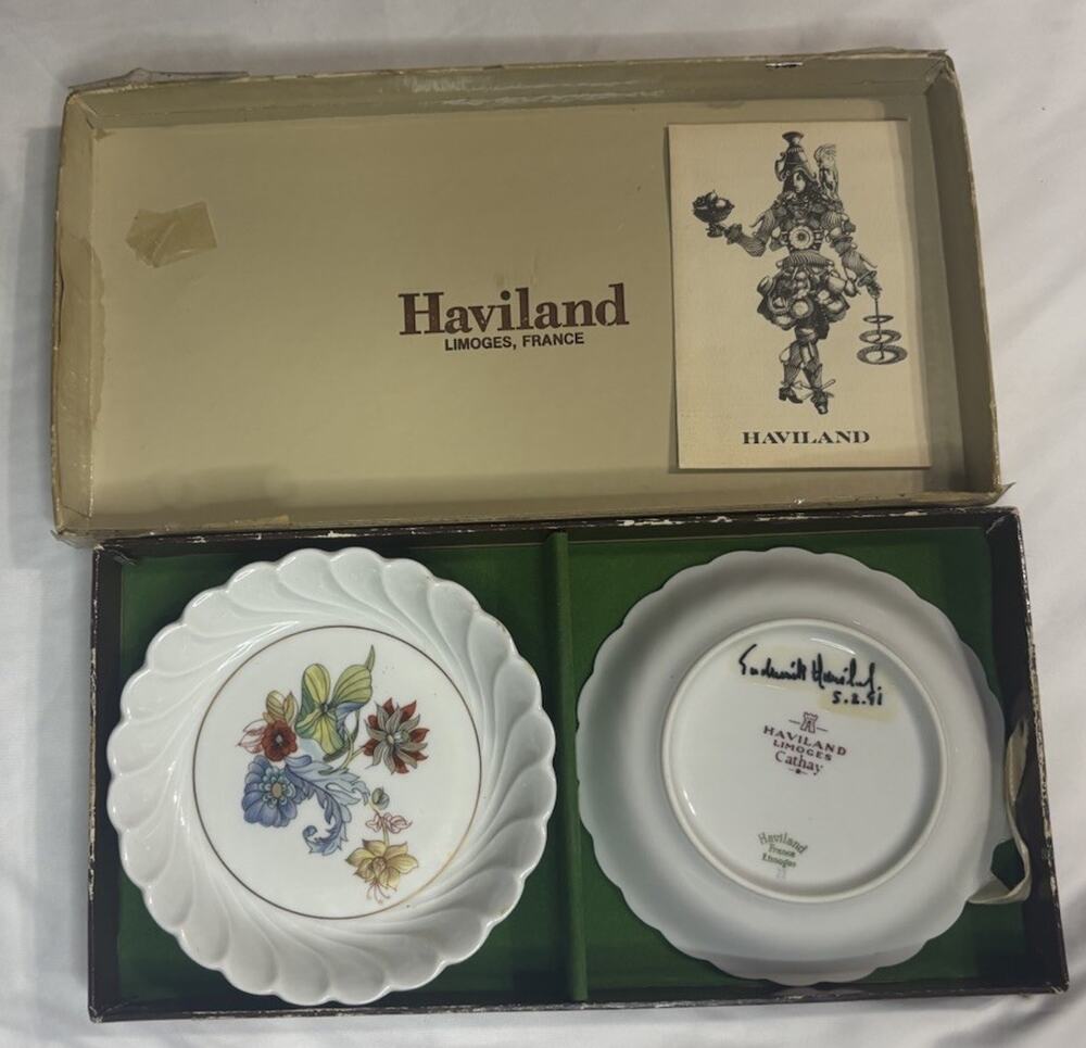 Vintage Haviland Limoges Porcelain Dish Set - Hand Signed